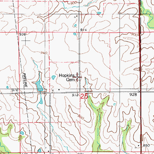 Topographic Map of Hopkins Cemetery, IA