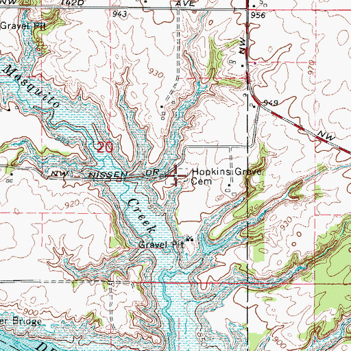 Topographic Map of HOPKINS GROVE CEMETERY, IA