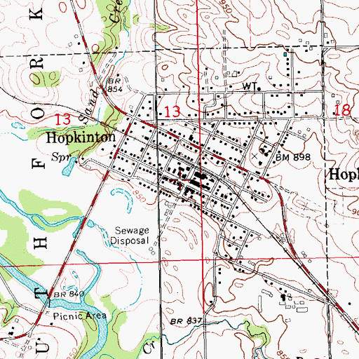 Topographic Map of Hopkinton, IA