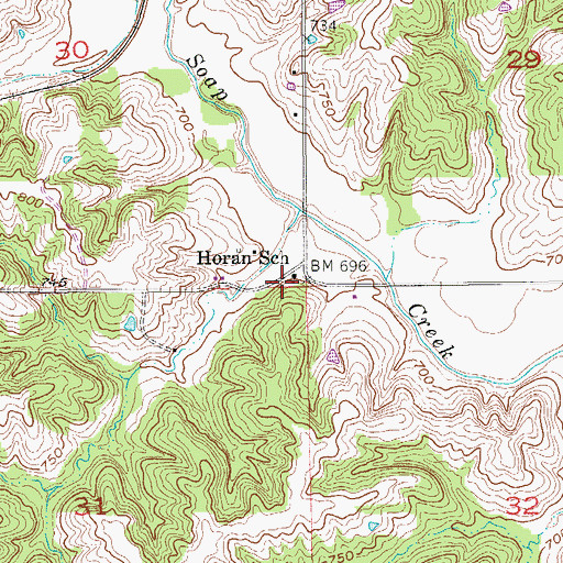 Topographic Map of Horan School, IA