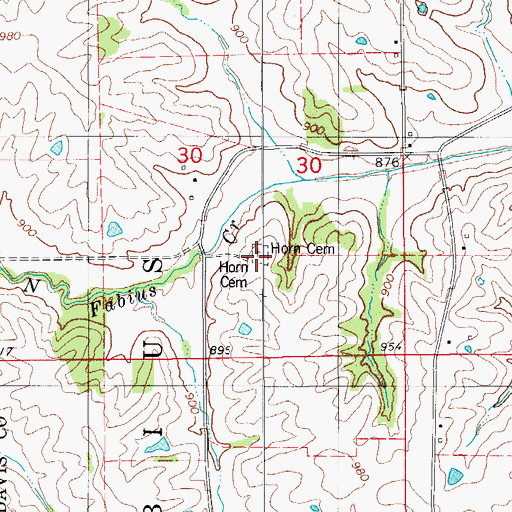 Topographic Map of Horn Cemetery, IA