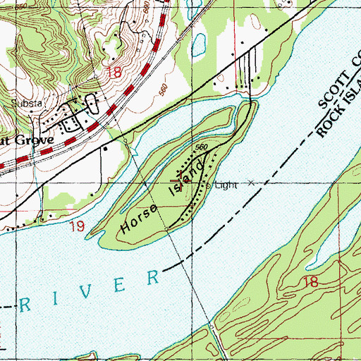 Topographic Map of Horse Island, IA