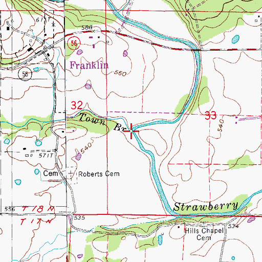 Topographic Map of Town Branch, AR