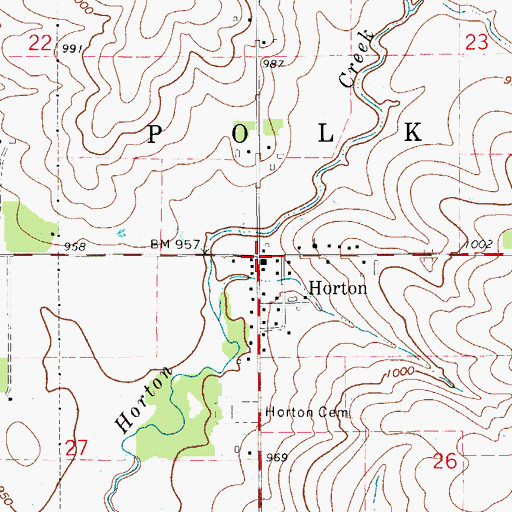 Topographic Map of Horton, IA
