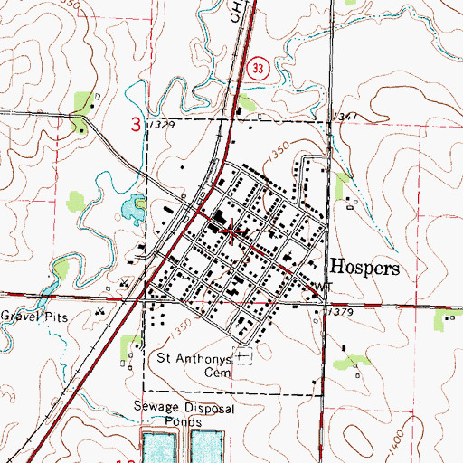 Topographic Map of Hospers, IA