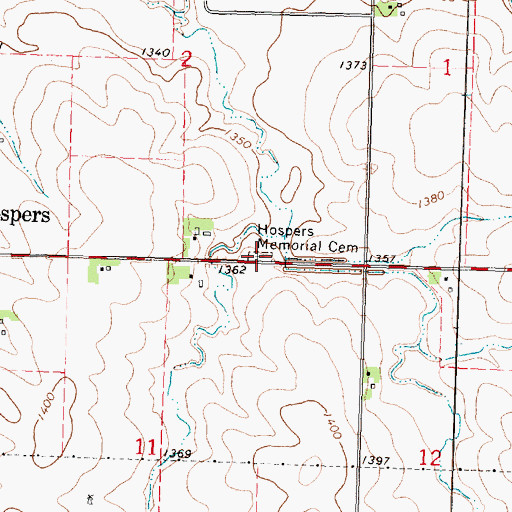 Topographic Map of Hospers Memorial Cemetery, IA