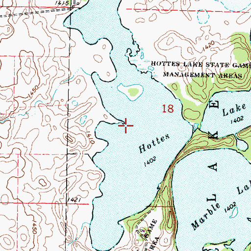 Topographic Map of West Hottes Lake, IA