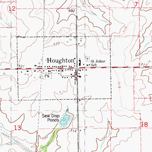 Topographic Map of Houghton, IA