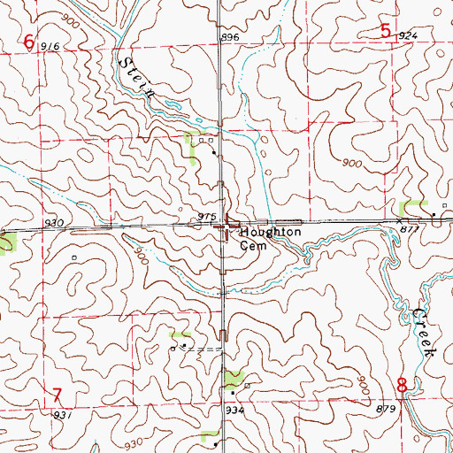 Topographic Map of Houghton Cemetery, IA