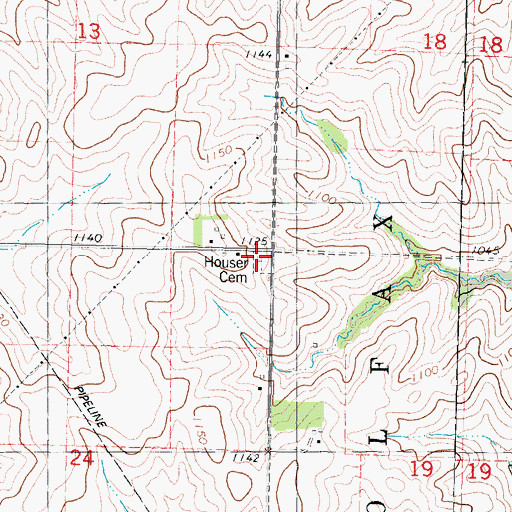 Topographic Map of Houser Cemetery, IA