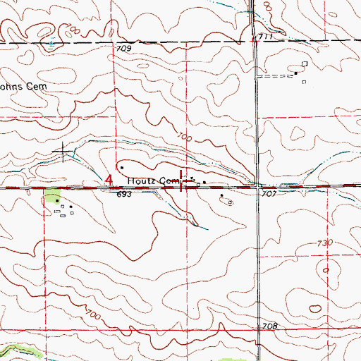 Topographic Map of Houtz Cemetery, IA