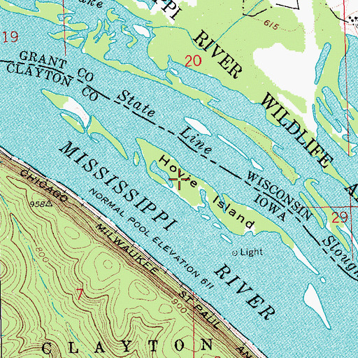 Topographic Map of Hovie Island, IA