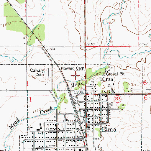 Topographic Map of Howard Cemetery, IA