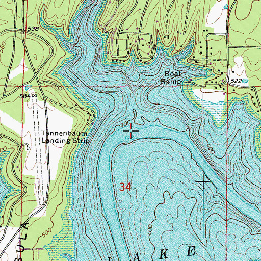 Topographic Map of Aaron Branch, AR
