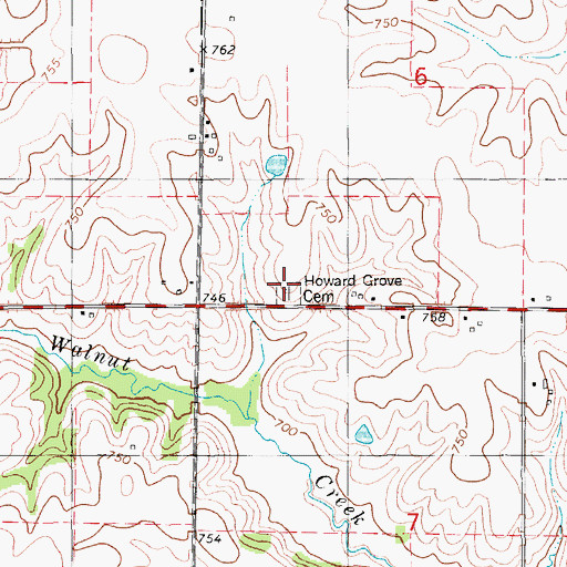 Topographic Map of Howard Grove Cemetery, IA