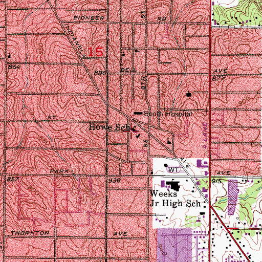 Topographic Map of Howe Elementary School, IA
