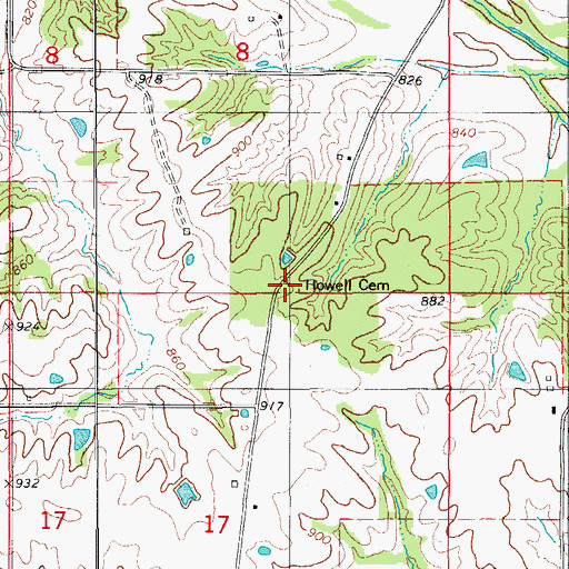 Topographic Map of Howell Cemetery, IA