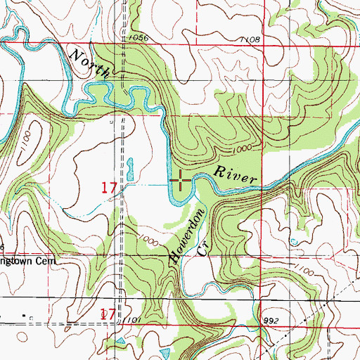 Topographic Map of Howerdon Creek, IA