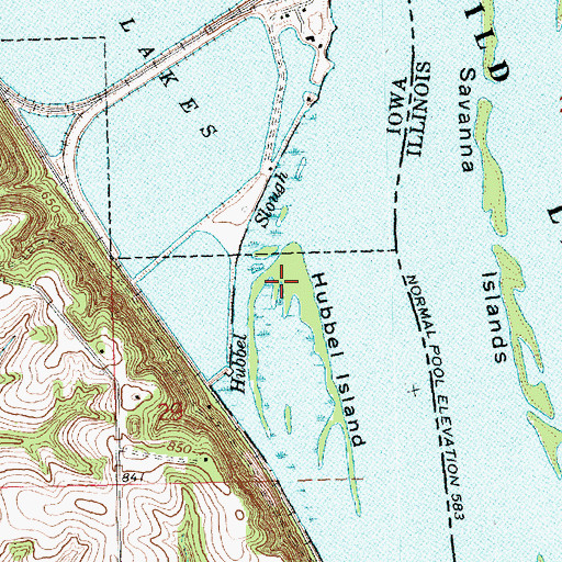 Topographic Map of Hubbel Island, IA