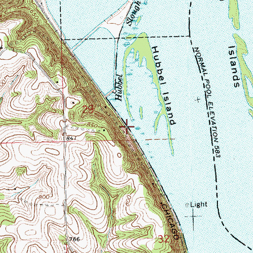 Topographic Map of Hubbel Slough, IA