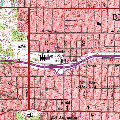 Topographic Map of Hubbell Elementary School, IA