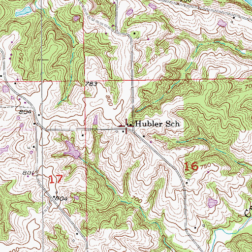 Topographic Map of Hubler School, IA