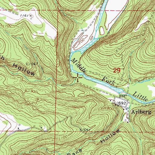Topographic Map of Ab Smith Hollow, AR