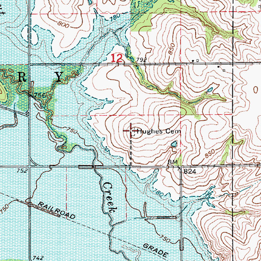 Topographic Map of Hughes Cemetery, IA