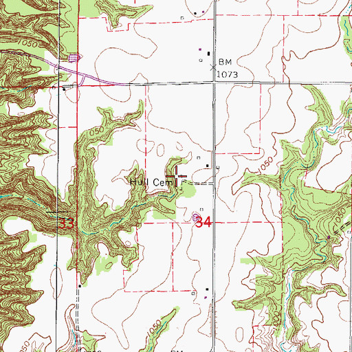 Topographic Map of Hull Cemetery, IA