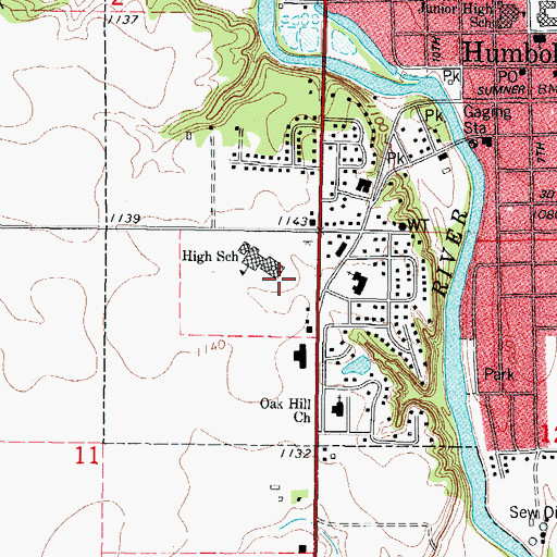 Topographic Map of Humboldt Middle School, IA