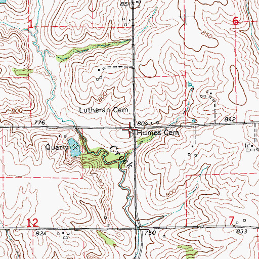 Topographic Map of Humes Cemetery, IA