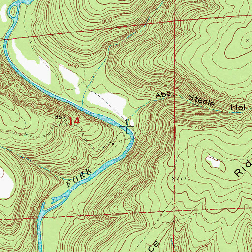 Topographic Map of Abe Steele Hollow, AR