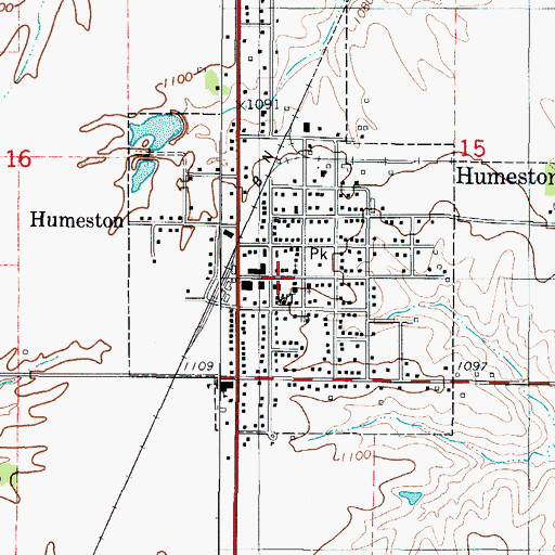 Topographic Map of Humeston, IA