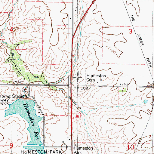 Topographic Map of Humeston Cemetery, IA