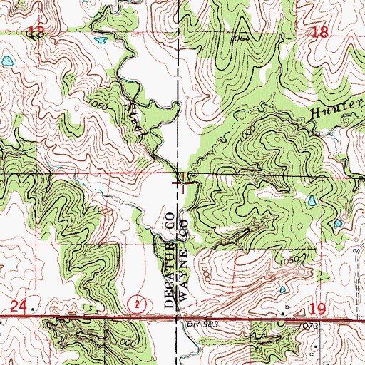Topographic Map of Hunter Creek, IA