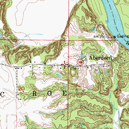 Topographic Map of Aberdeen, AR