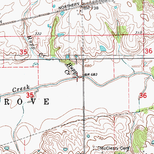 Topographic Map of Hupp Creek, IA