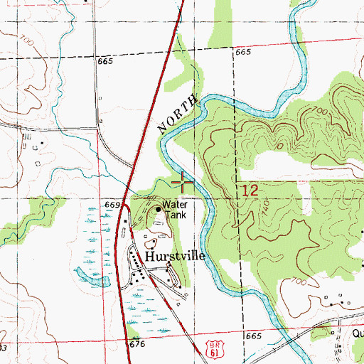 Topographic Map of Hurstville Branch, IA