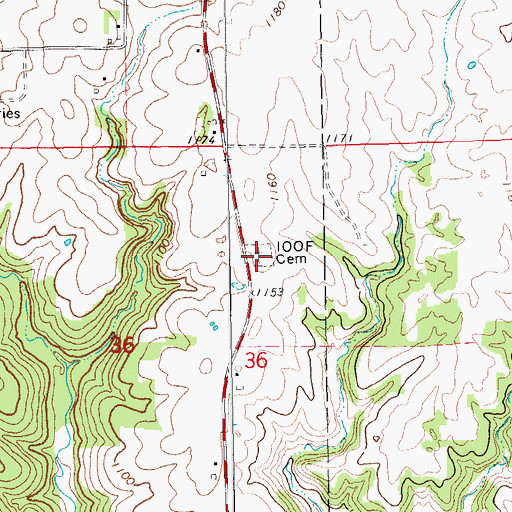 Topographic Map of Independent Order of Odd Fellows Cemetery, IA
