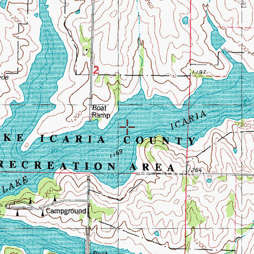 Topographic Map of Lake Icaria, IA