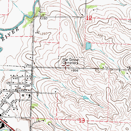 Topographic Map of Ida Grove Cemetery, IA