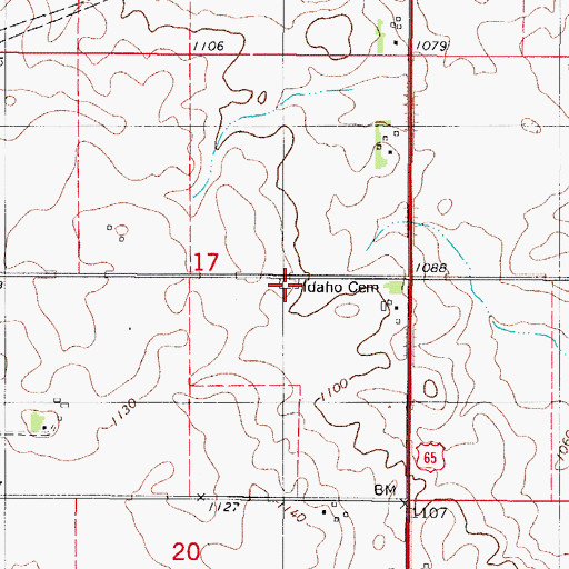 Topographic Map of Idaho Cemetery, IA