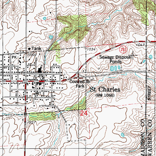 Topographic Map of Imes Covered Bridge, IA