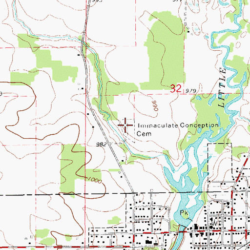 Topographic Map of Immaculate Conception Cemetery, IA
