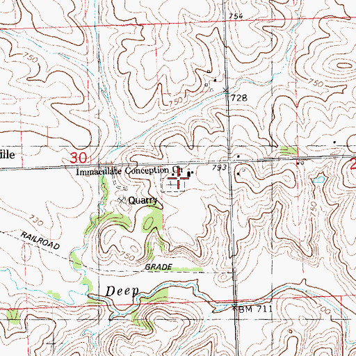 Topographic Map of Immaculate Conception Church, IA