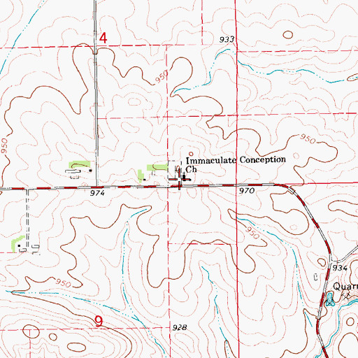 Topographic Map of Immaculate Conception Church, IA