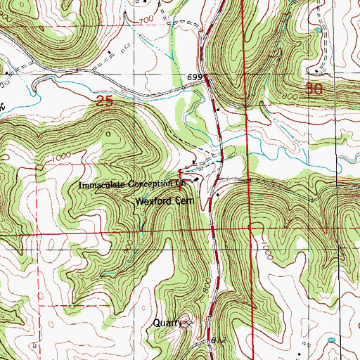 Topographic Map of Immaculate Conception Church, IA