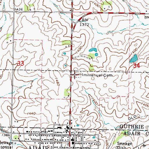 Topographic Map of Immanuel Cemetery, IA