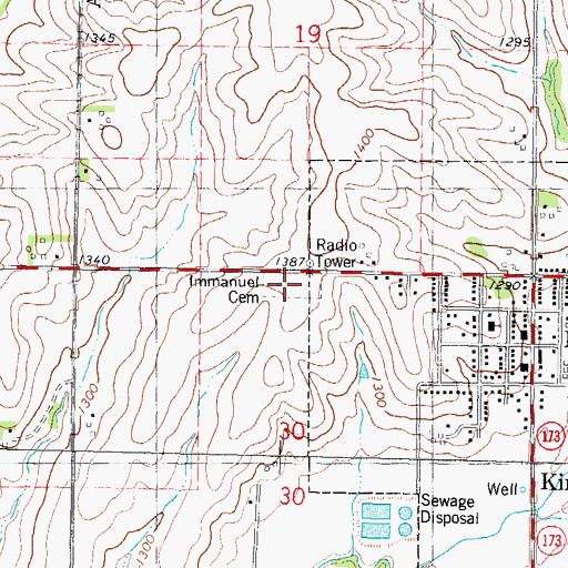 Topographic Map of Immanuel Cemetery, IA