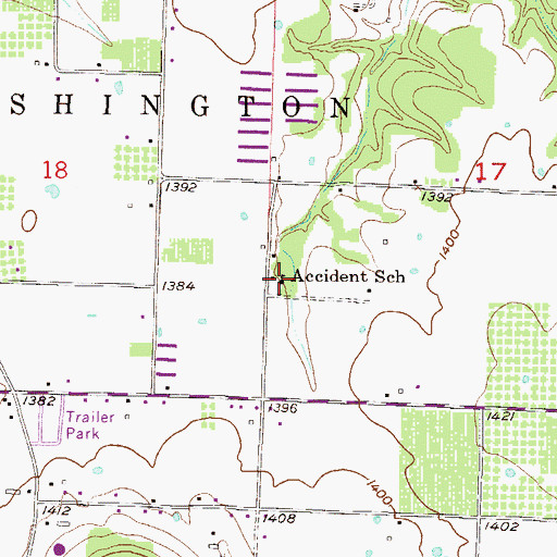 Topographic Map of Accident School, AR